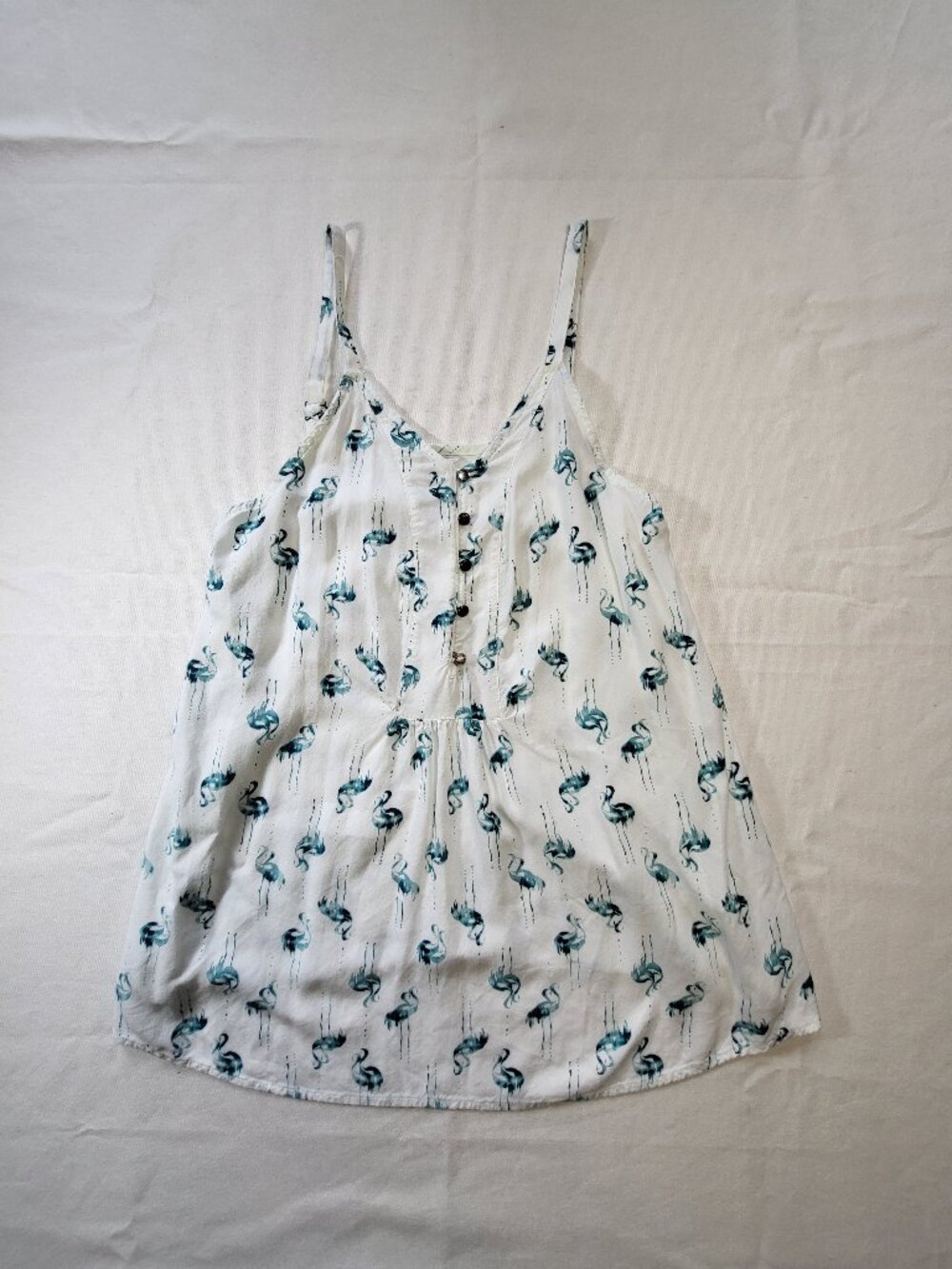 Sonoma Goods For Life White & Green Flamingo Print Camisole Tank Top Size Small